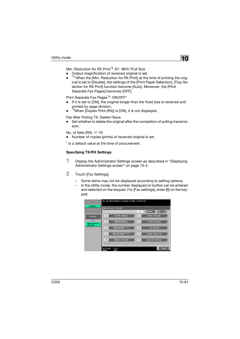 Specifying tx/rx settings, Specifying tx/rx settings -61 | Konica Minolta bizhub C550 User Manual | Page 367 / 491