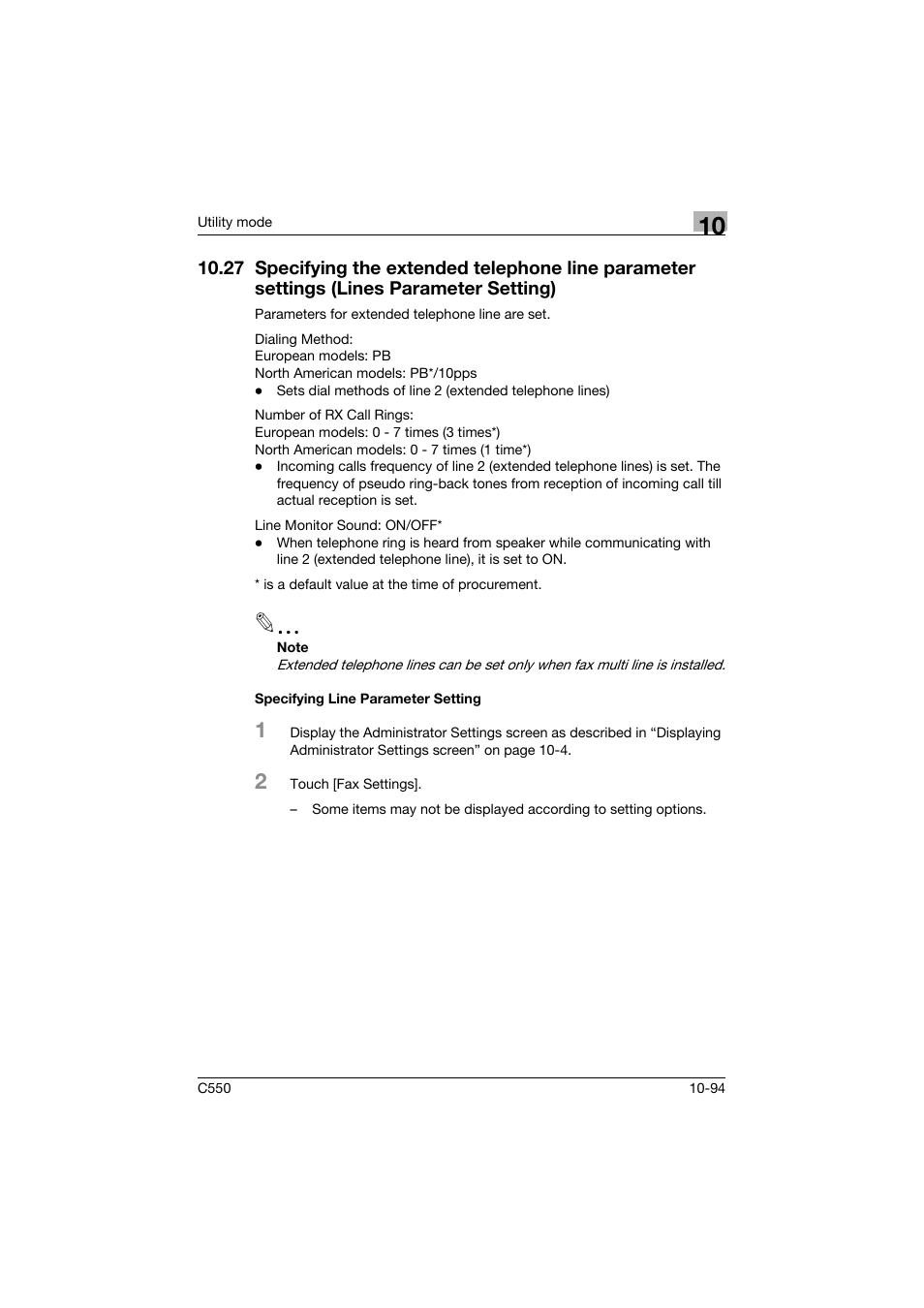 Specifying line parameter setting, Lines parameter setting) -94, Specifying line parameter setting -94 | Konica Minolta bizhub C550 User Manual | Page 400 / 491