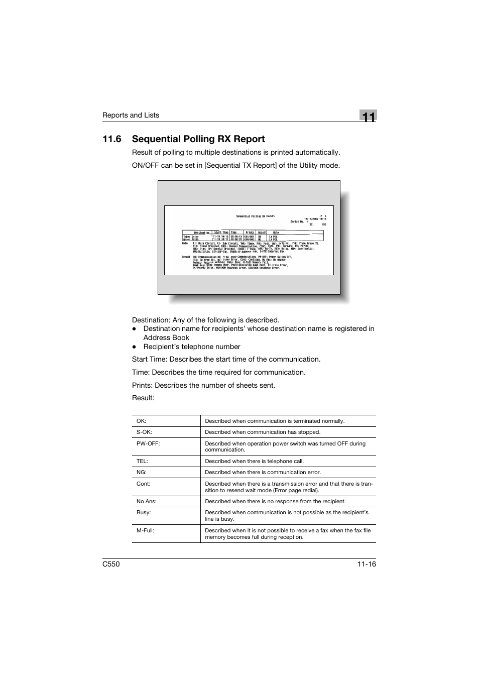 6 sequential polling rx report, Sequential polling rx report -16 | Konica Minolta bizhub C550 User Manual | Page 438 / 491