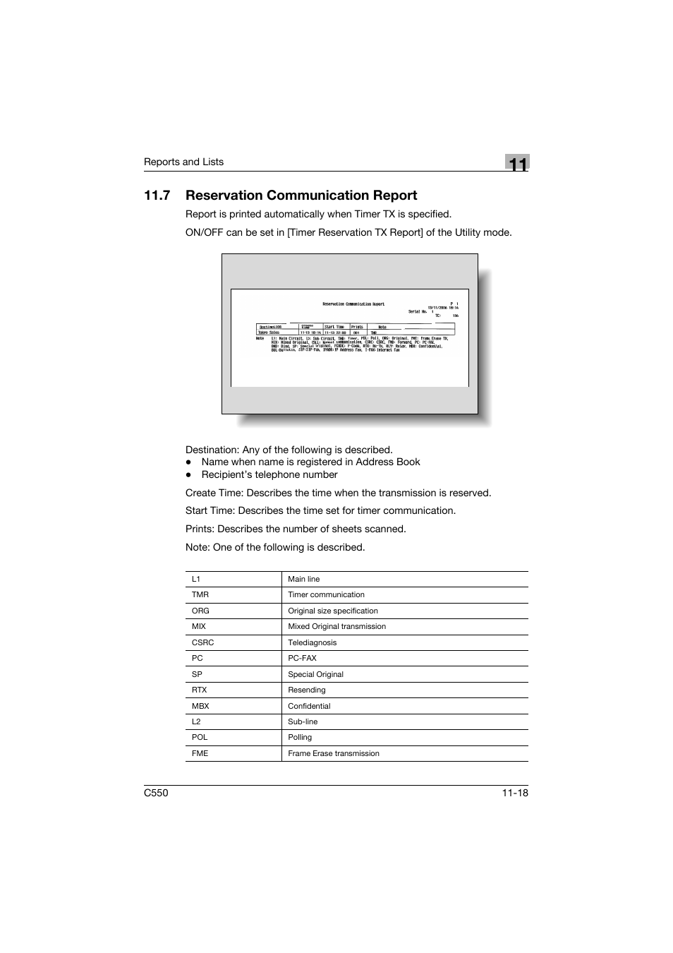 7 reservation communication report, Reservation communication report -18 | Konica Minolta bizhub C550 User Manual | Page 440 / 491