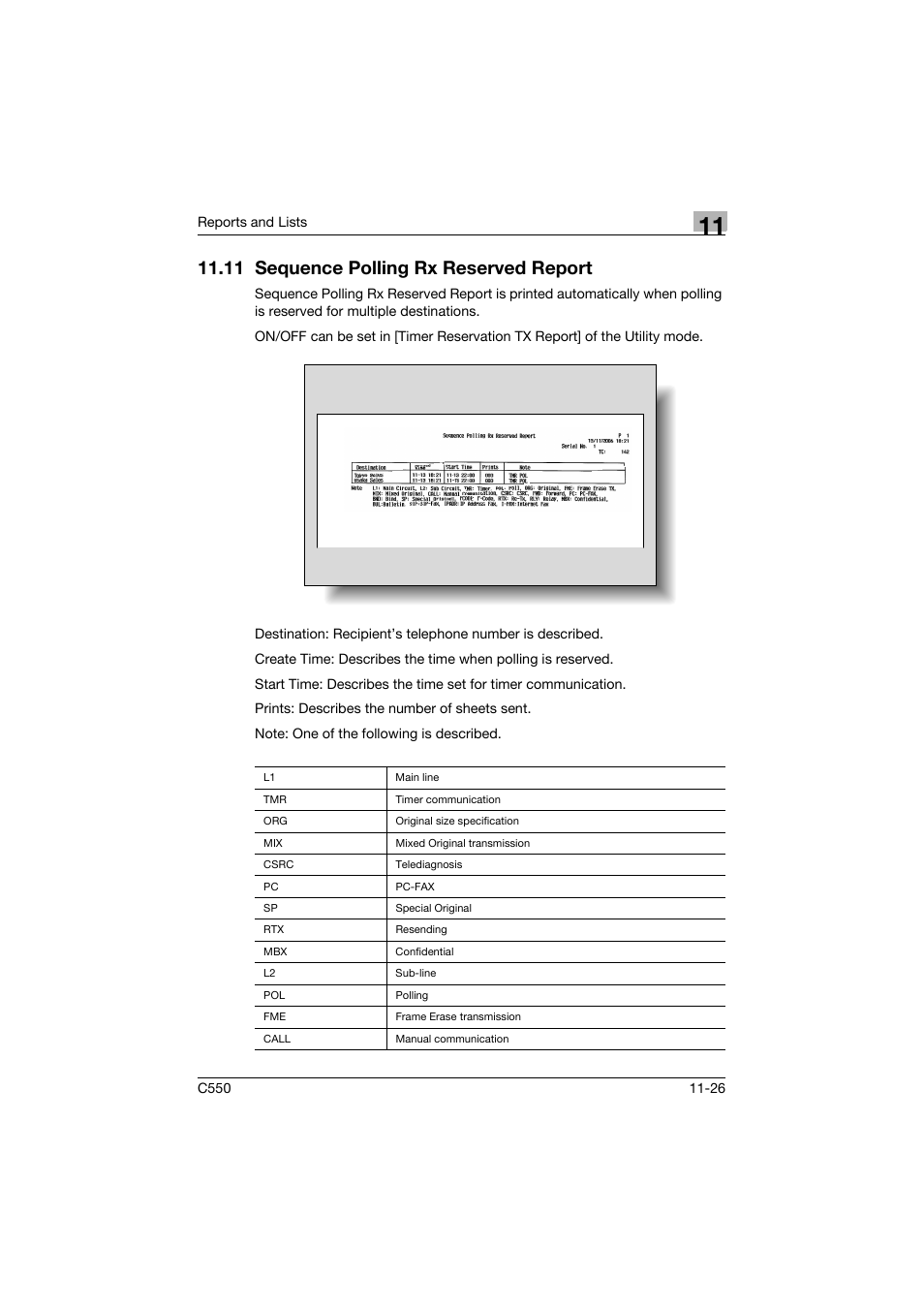 11 sequence polling rx reserved report, 11 sequence polling rx reserved report -26 | Konica Minolta bizhub C550 User Manual | Page 448 / 491