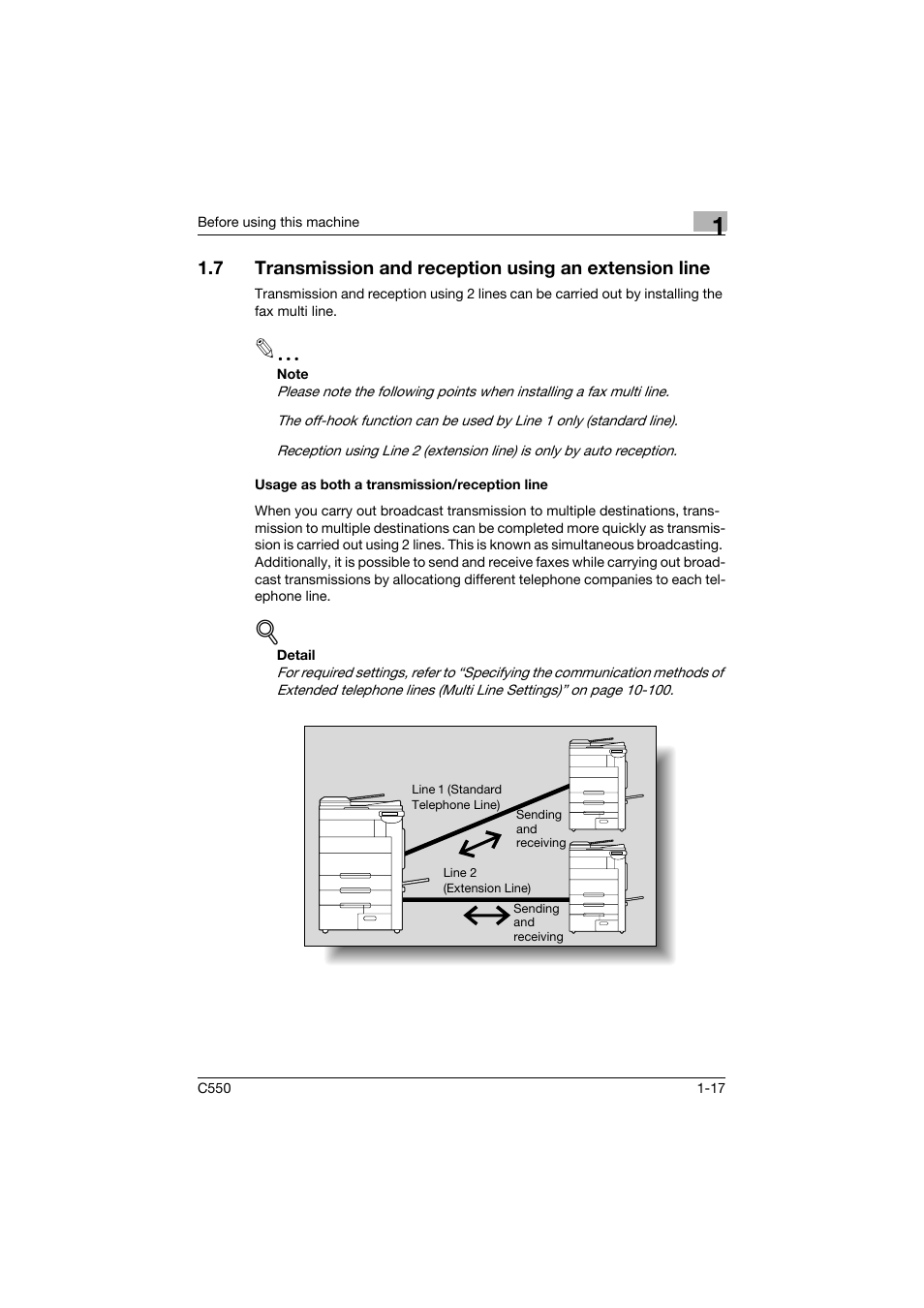 Usage as both a transmission/reception line, Usage as both a transmission/reception line -17 | Konica Minolta bizhub C550 User Manual | Page 54 / 491