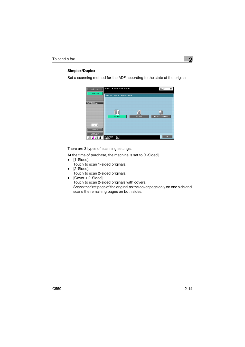 Simplex/duplex, Simplex/duplex -14 | Konica Minolta bizhub C550 User Manual | Page 70 / 491