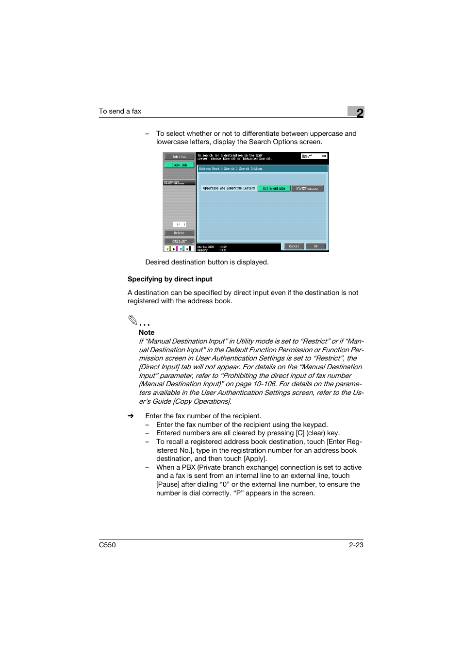 Specifying by direct input, Specifying by direct input -23 | Konica Minolta bizhub C550 User Manual | Page 79 / 491