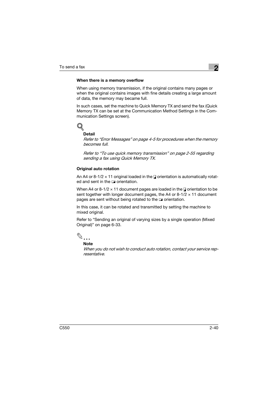 When there is a memory overflow, Original auto rotation | Konica Minolta bizhub C550 User Manual | Page 96 / 491