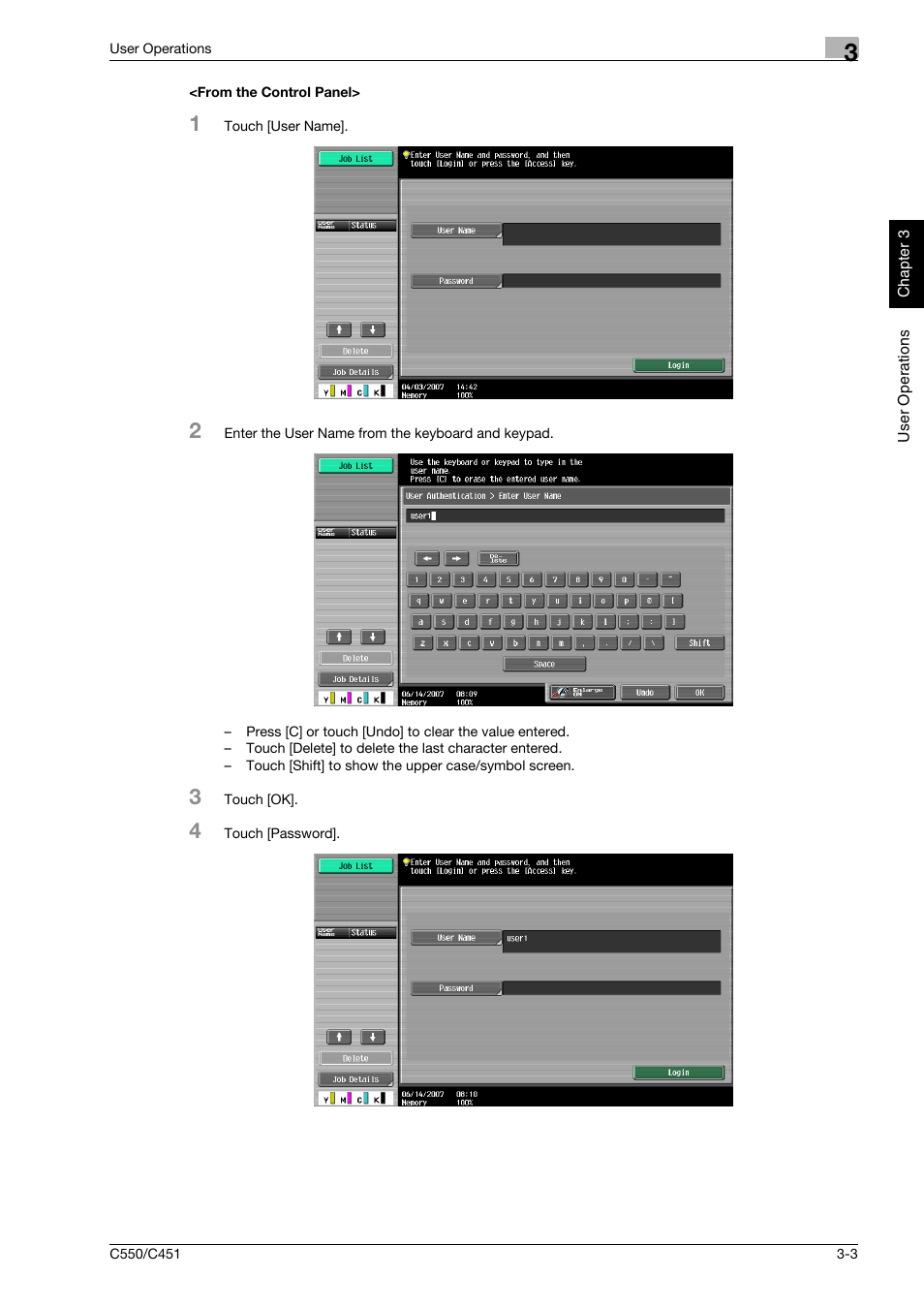 From the control panel, From the control panel> -3 | Konica Minolta bizhub C451 User Manual | Page 118 / 192