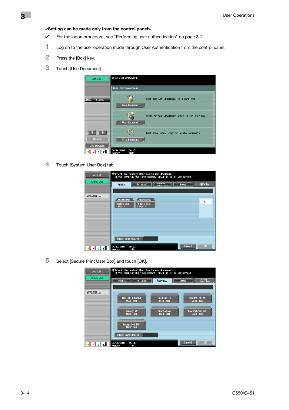 Setting can be made only from the control panel | Konica Minolta bizhub C451 User Manual | Page 129 / 192