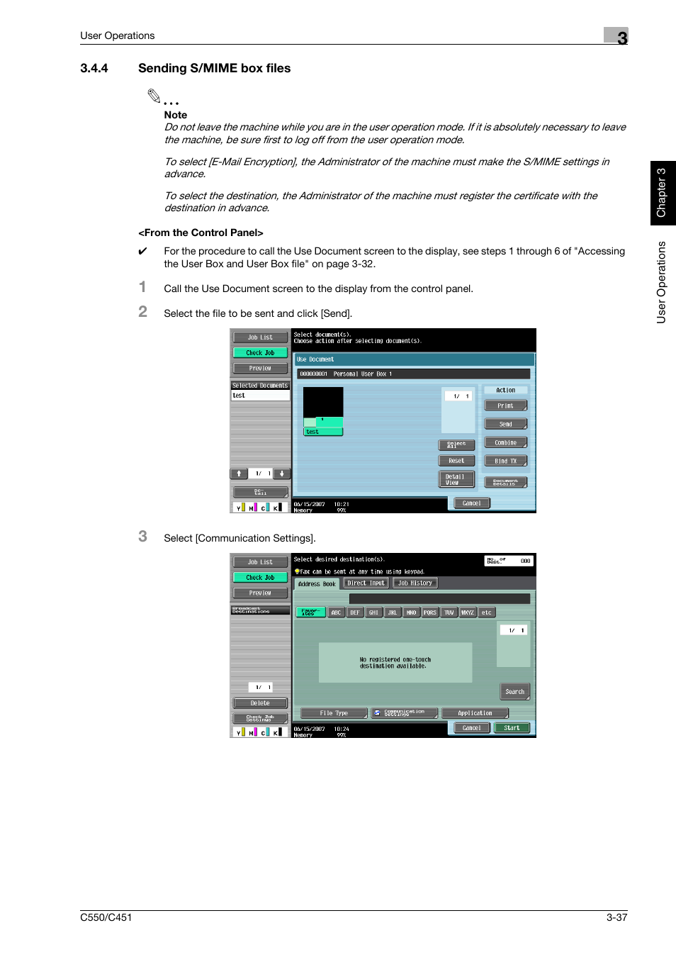 4 sending s/mime box files, From the control panel | Konica Minolta bizhub C451 User Manual | Page 152 / 192