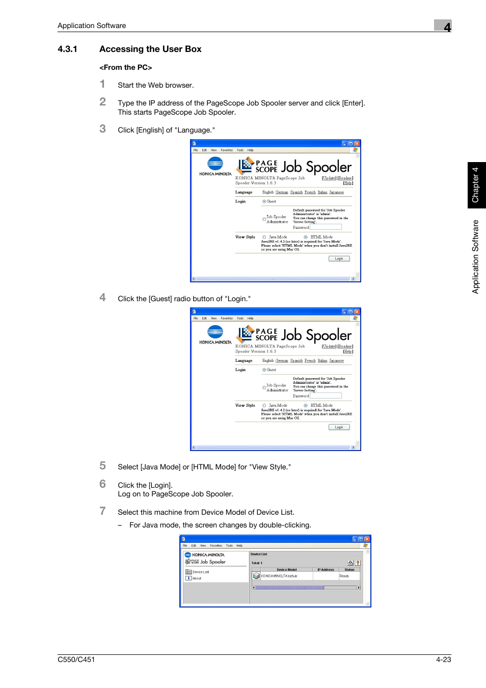 1 accessing the user box, From the pc, Accessing the user box -23 <from the pc> -23 | Konica Minolta bizhub C451 User Manual | Page 176 / 192