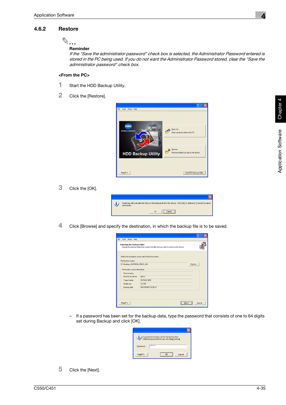 2 restore, From the pc, Restore -35 <from the pc> -35 | Konica Minolta bizhub C451 User Manual | Page 188 / 192