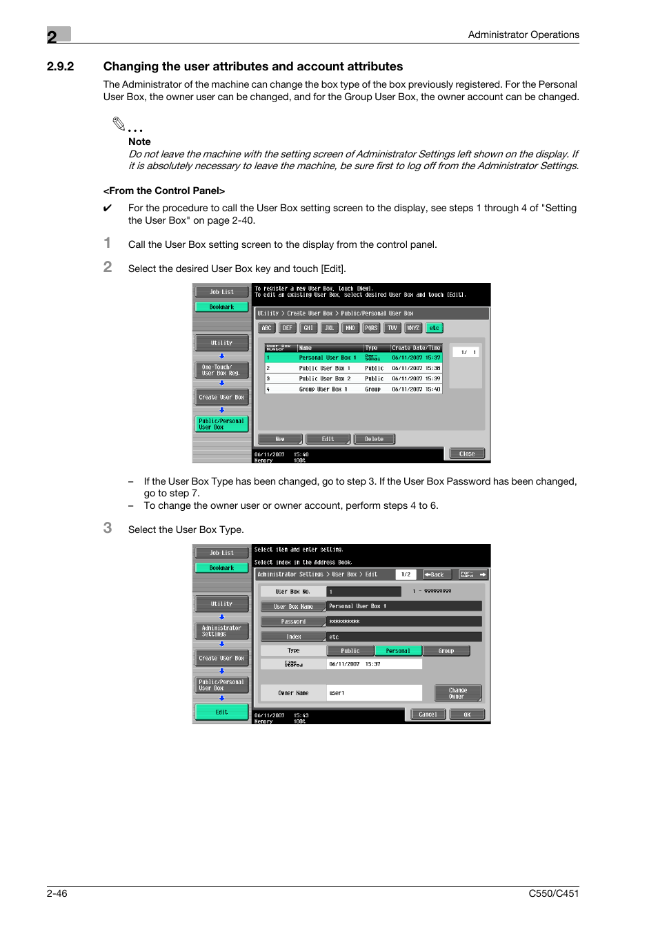 From the control panel | Konica Minolta bizhub C451 User Manual | Page 61 / 192