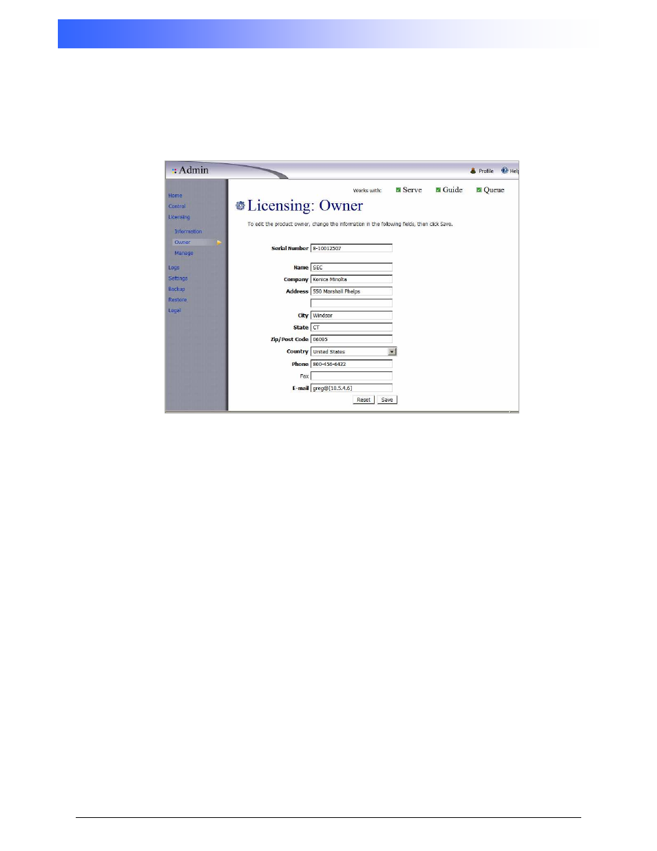 Printgroove ::admin, 2 licensing: owner, 3 licensing: manage | Konica Minolta Printgroove User Manual | Page 16 / 54