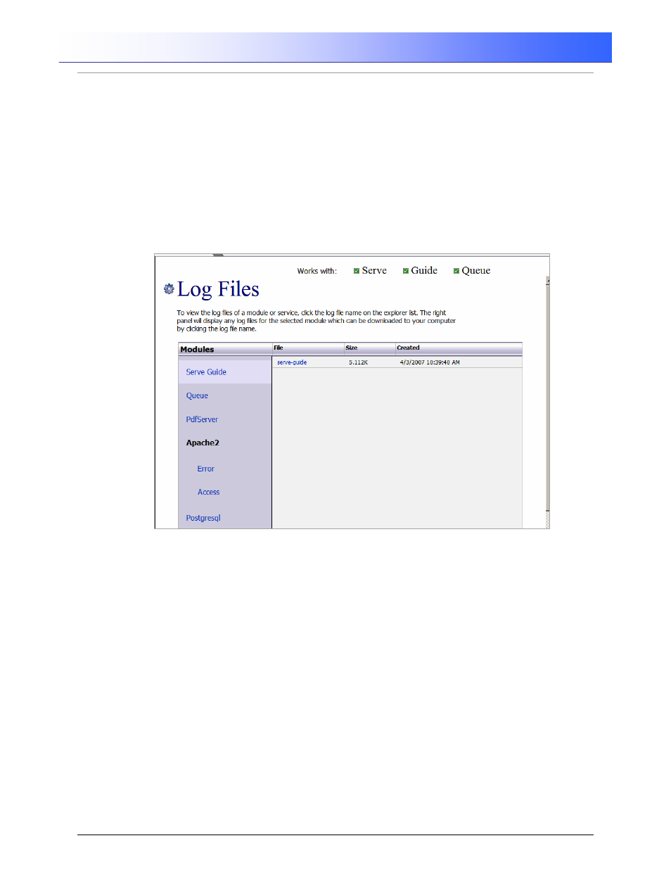 Printgroove ::admin, 5 logs (server activity files), 1 logs: files | Konica Minolta Printgroove User Manual | Page 21 / 54