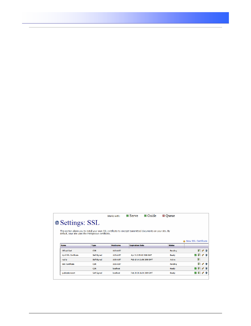 Printgroove ::admin, 5 settings: ssl overview | Konica Minolta Printgroove User Manual | Page 33 / 54