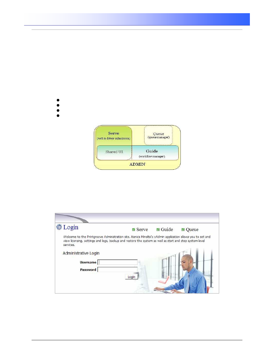 Printgroove ::admin, 0 introduction, 0 system administration | Konica Minolta Printgroove User Manual | Page 5 / 54