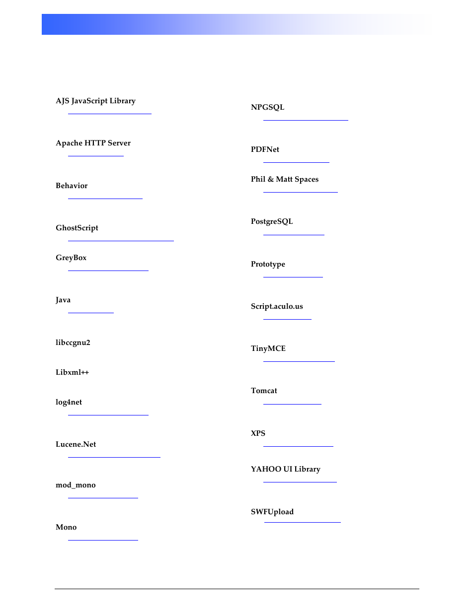 Printgroove ::admin appendix, 0 licenses (legal information), Behavior | Ghostscript, Greybox, Java, Libccgnu2, Libxml, Log4net, Mod_mono | Konica Minolta Printgroove User Manual | Page 54 / 54