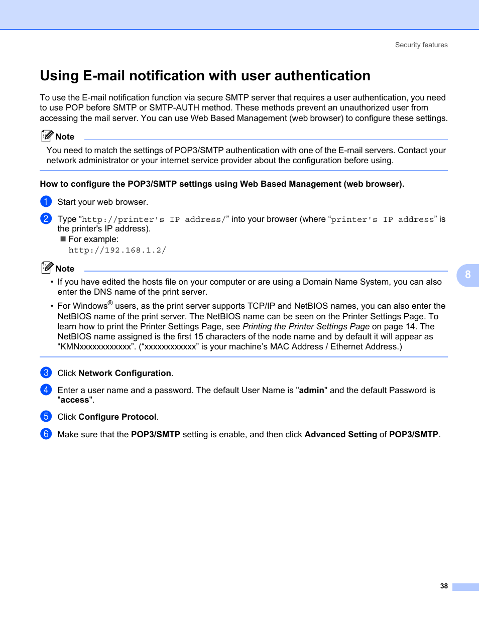 Using e-mail notification with user authentication | Konica Minolta bizhub 20P User Manual | Page 44 / 81