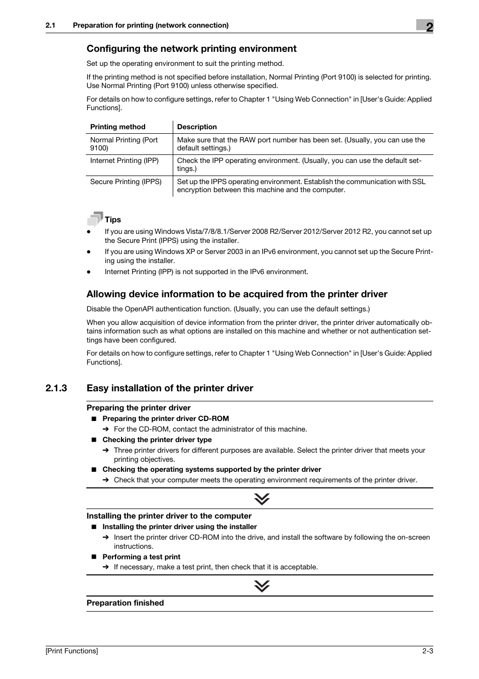 Configuring the network printing environment, 3 easy installation of the printer driver, Easy installation of the printer driver -3 | Konica Minolta bizhub C3350 User Manual | Page 13 / 119