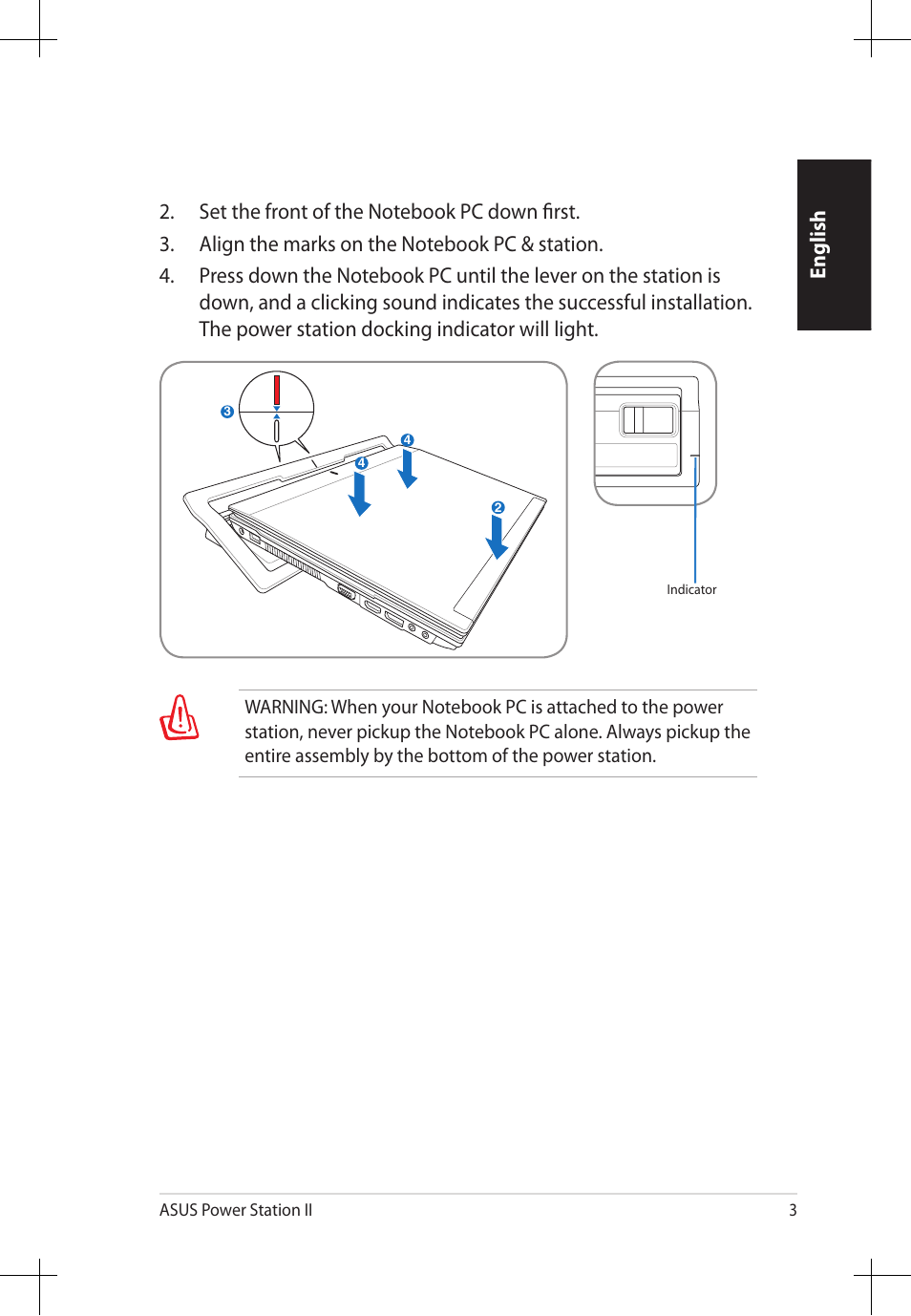 English | Asus Power Station II V2.0 E6823 User Manual | Page 3 / 12