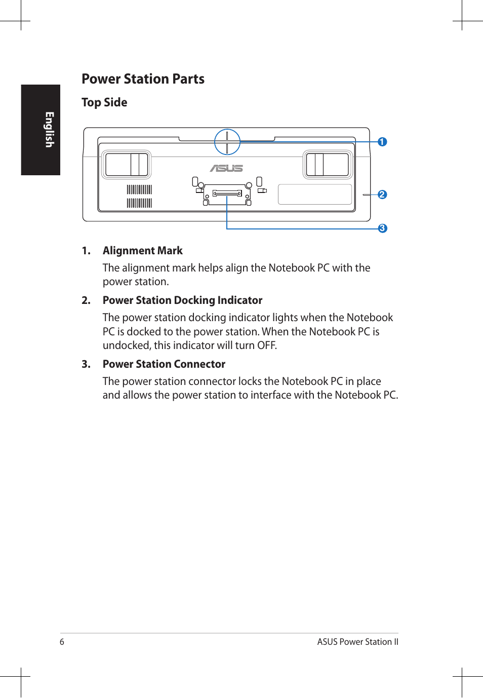 Power station parts | Asus Power Station II V2.0 E6823 User Manual | Page 6 / 12