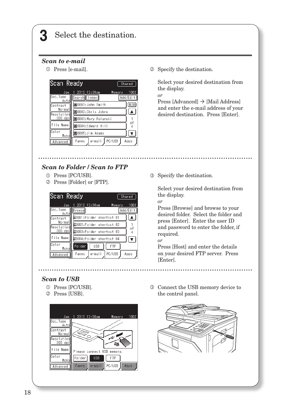 Select the destination | Konica Minolta bizhub 25e User Manual | Page 20 / 55