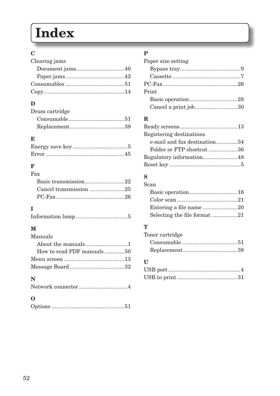 Index | Konica Minolta bizhub 25e User Manual | Page 54 / 55