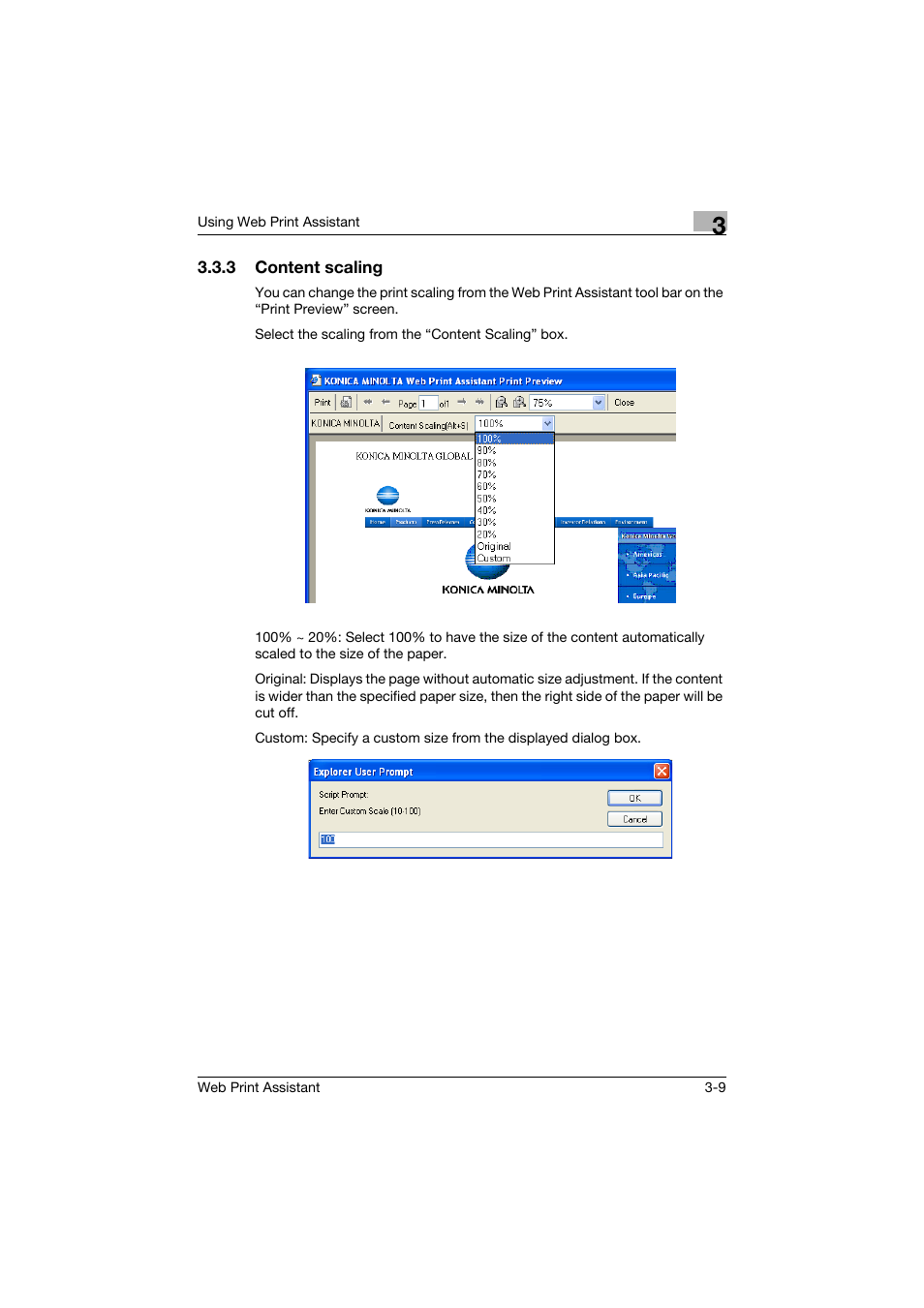 3 content scaling, Content scaling -9 | Konica Minolta Web Print Assistant User Manual | Page 16 / 20