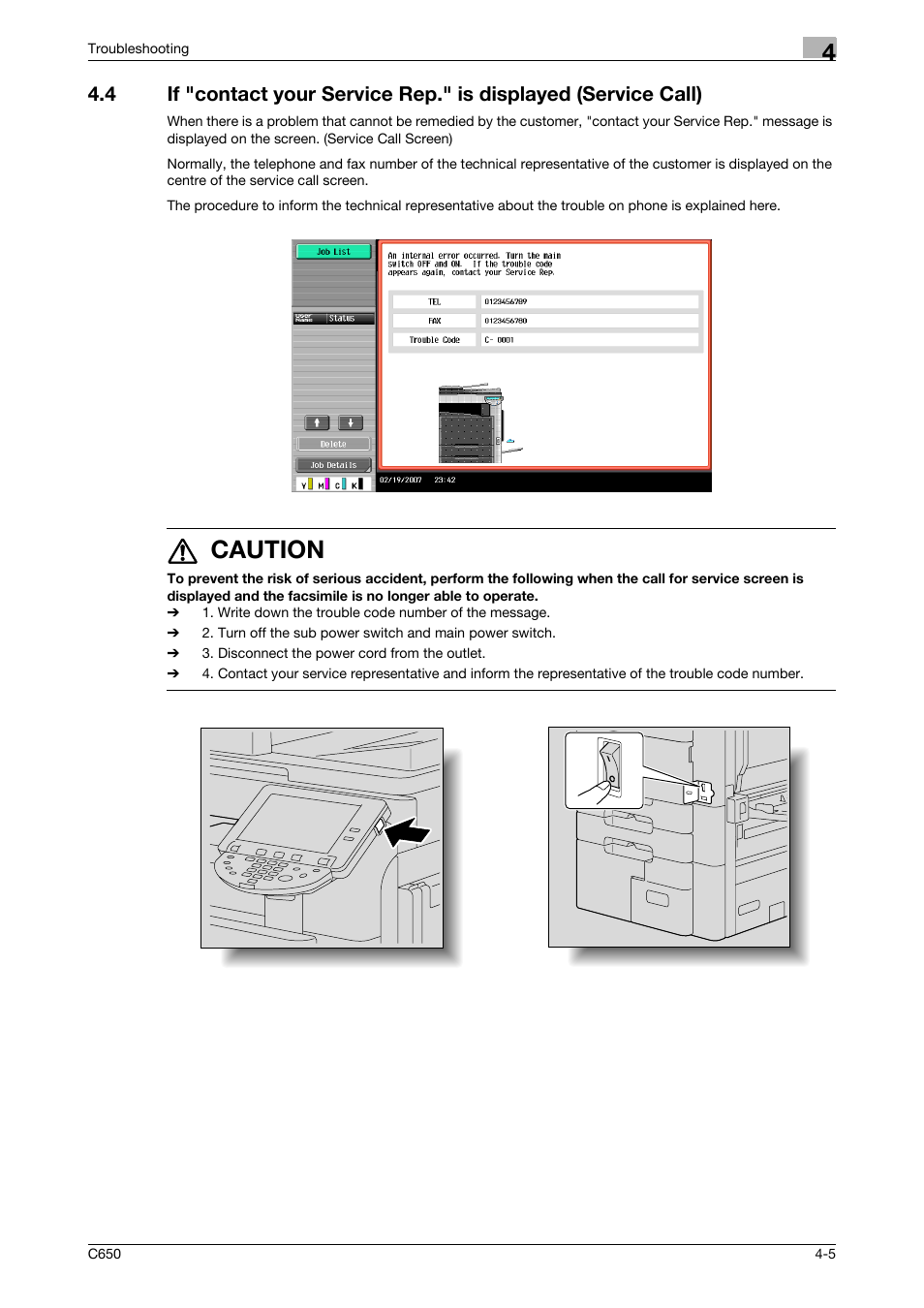 7 caution | Konica Minolta FK-502 User Manual | Page 116 / 361