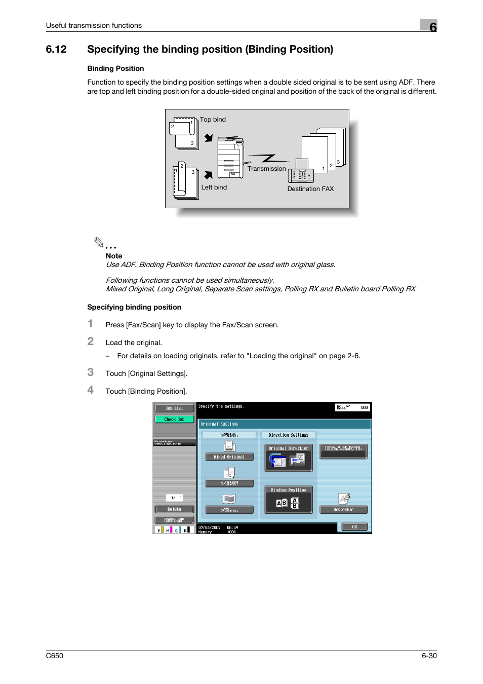 Binding position, Specifying binding position | Konica Minolta FK-502 User Manual | Page 148 / 361