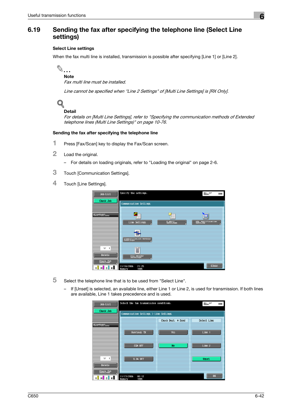 Select line settings | Konica Minolta FK-502 User Manual | Page 160 / 361