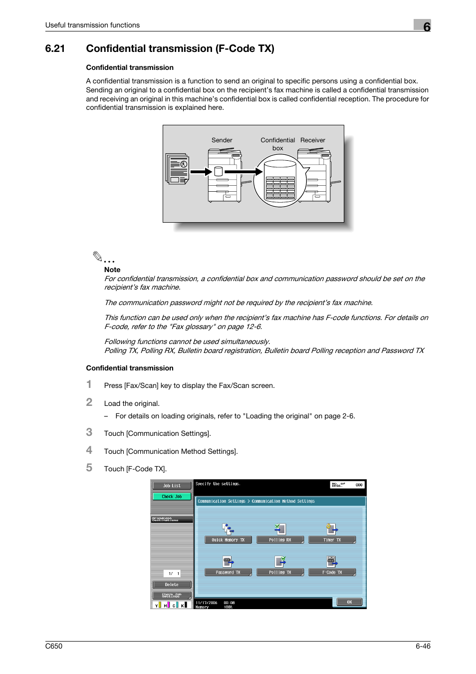 21 confidential transmission (f-code tx), Confidential transmission | Konica Minolta FK-502 User Manual | Page 164 / 361