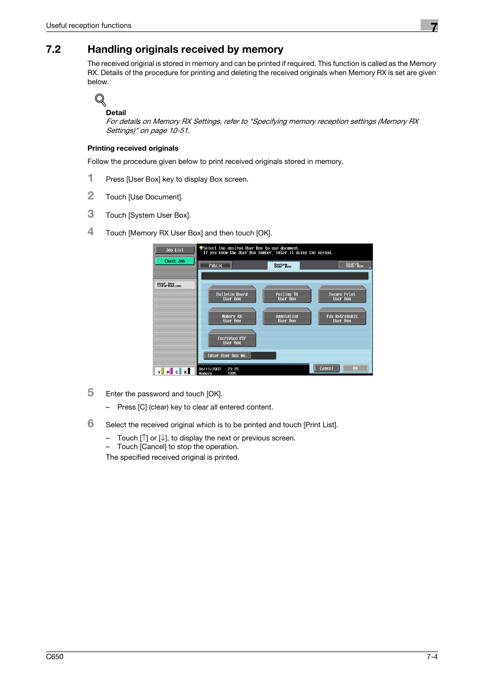 2 handling originals received by memory, Printing received originals | Konica Minolta FK-502 User Manual | Page 174 / 361