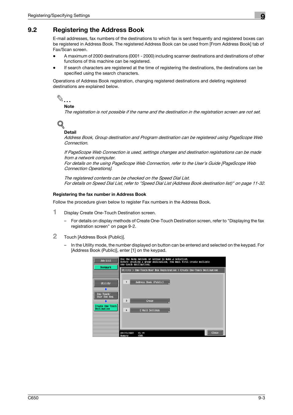 2 registering the address book, Registering the fax number in address book | Konica Minolta FK-502 User Manual | Page 191 / 361