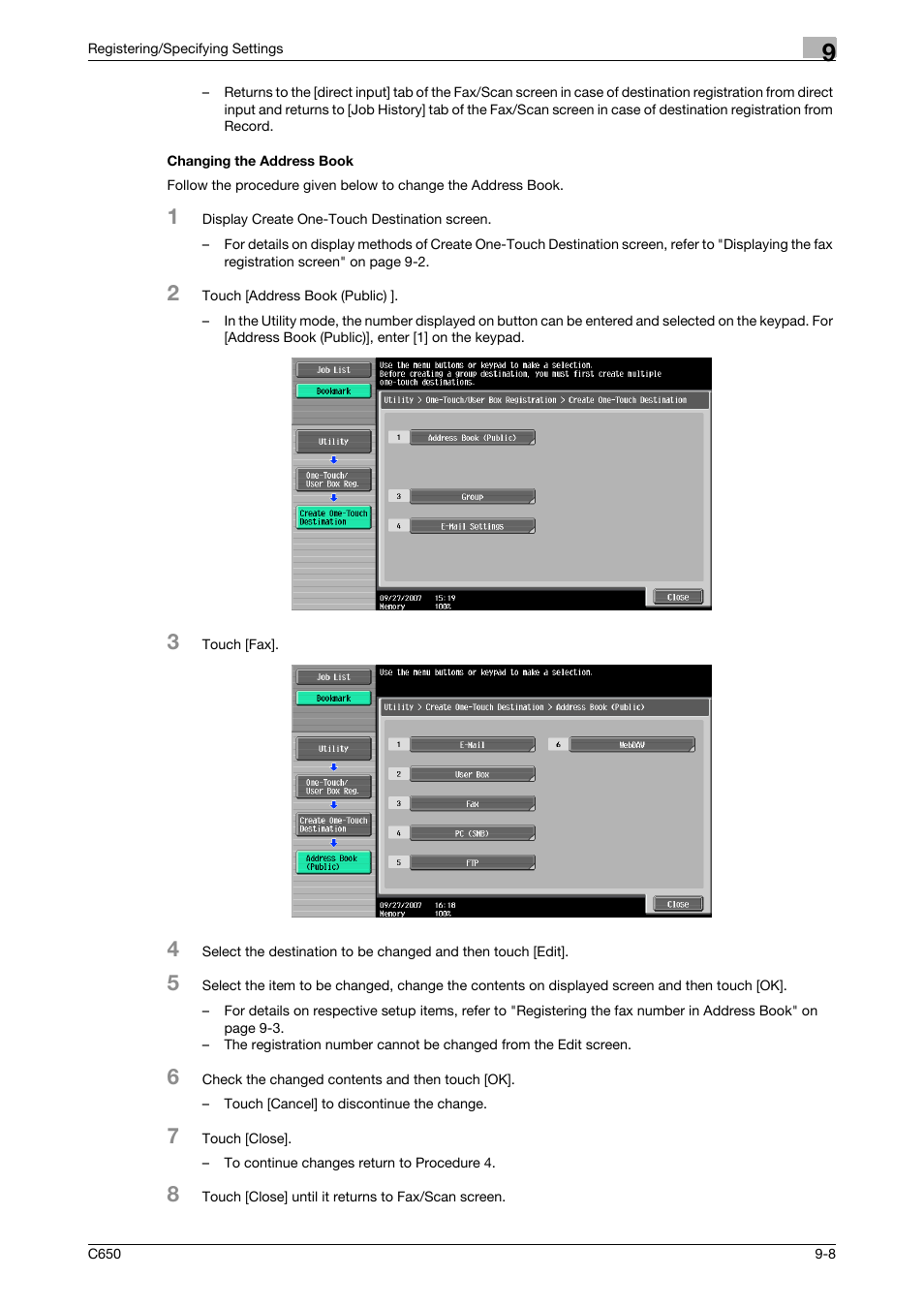 Changing the address book, Changing the address book -8 | Konica Minolta FK-502 User Manual | Page 196 / 361