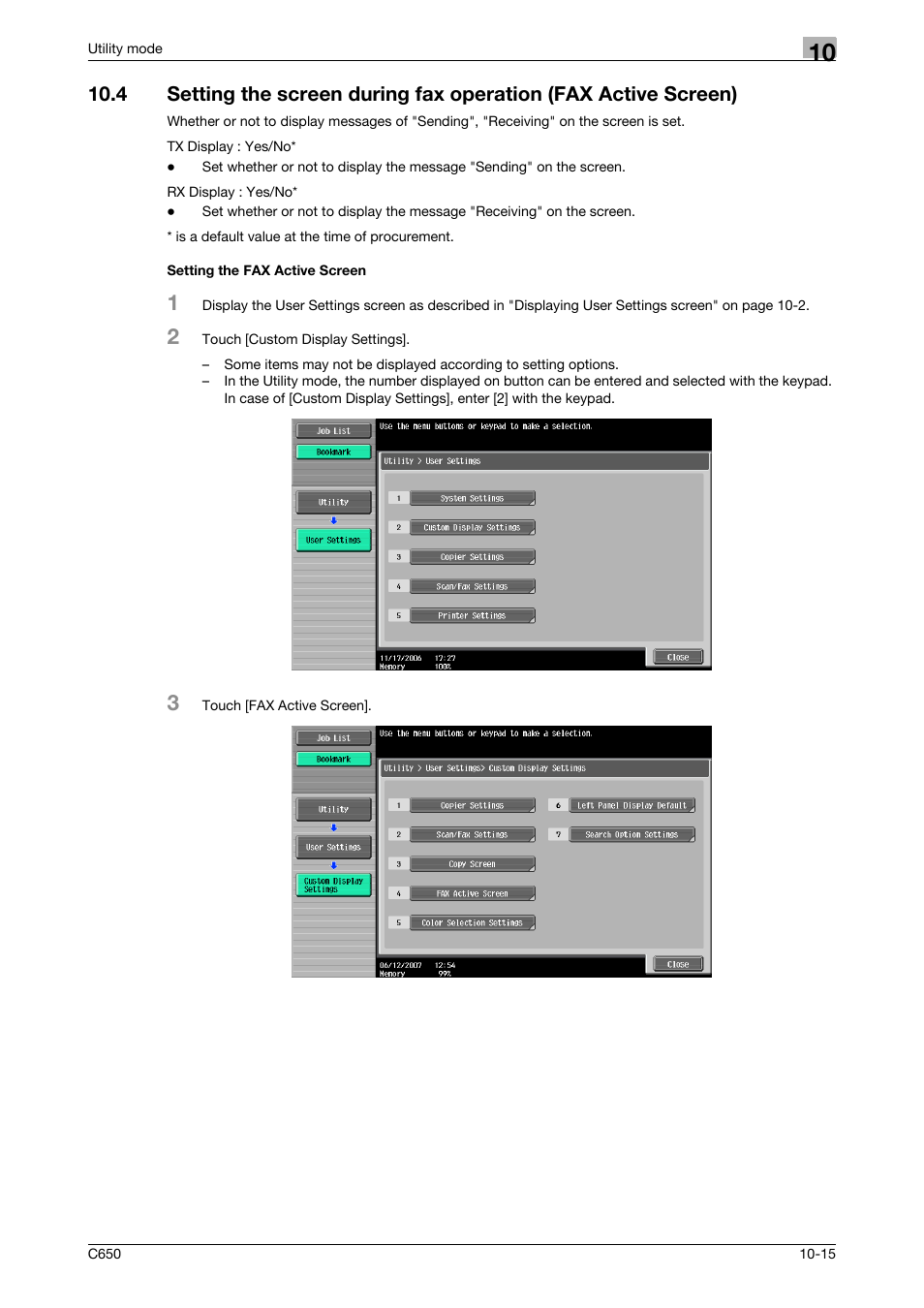 Setting the fax active screen | Konica Minolta FK-502 User Manual | Page 235 / 361