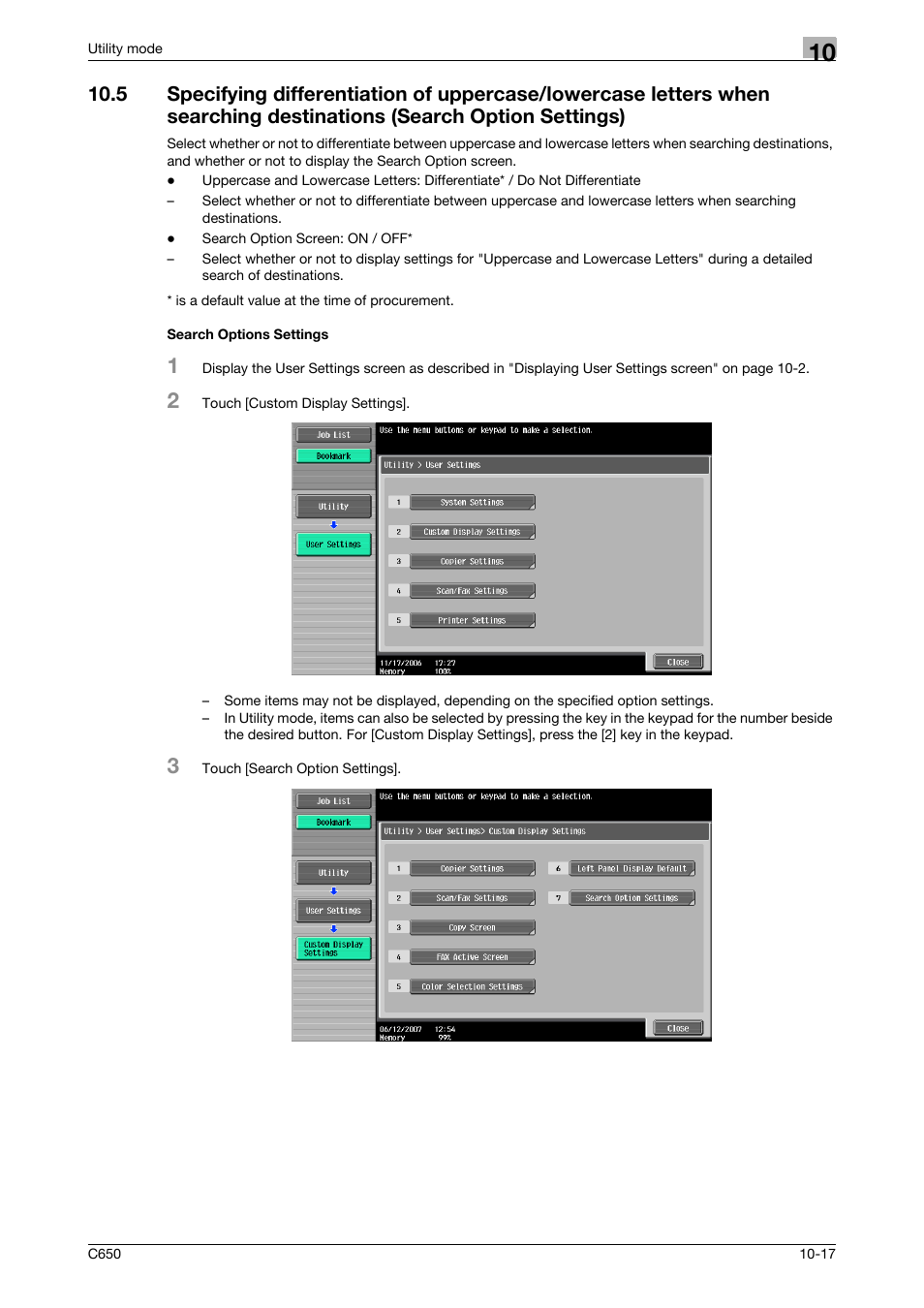 Search options settings | Konica Minolta FK-502 User Manual | Page 237 / 361