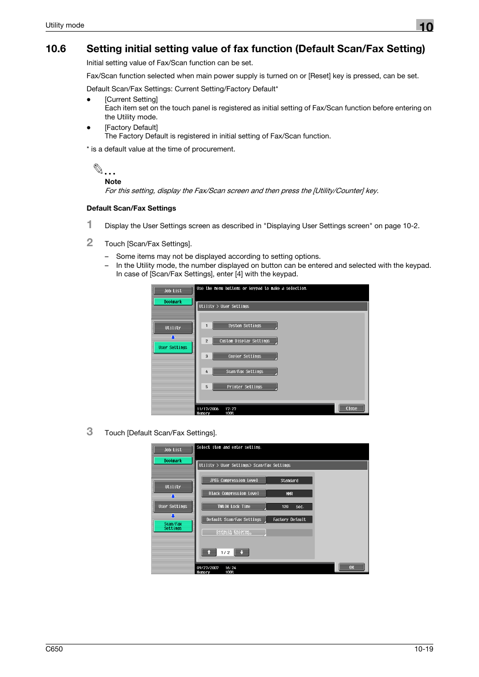 Default scan/fax settings | Konica Minolta FK-502 User Manual | Page 239 / 361