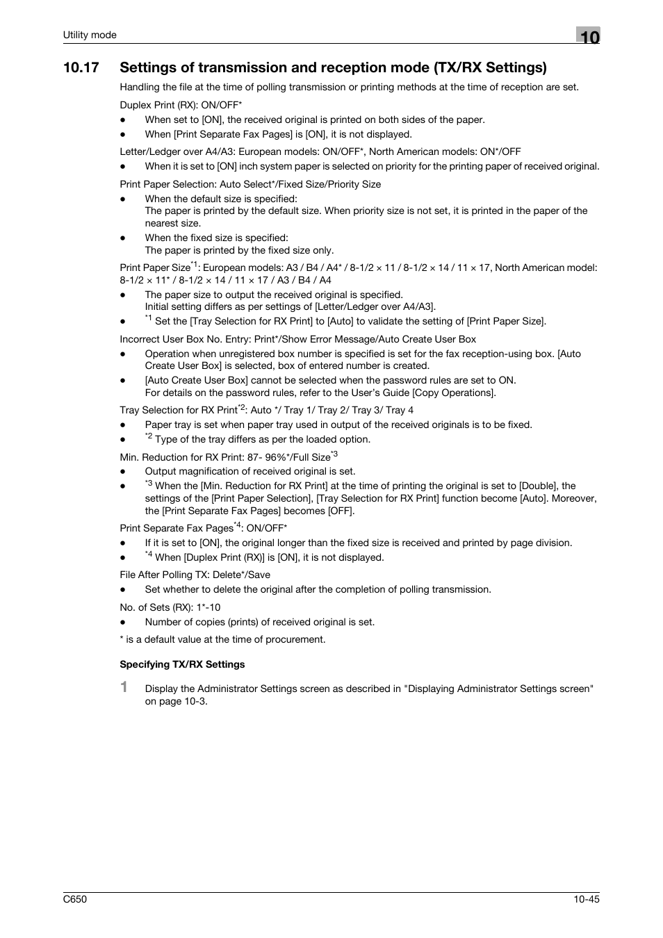 Specifying tx/rx settings | Konica Minolta FK-502 User Manual | Page 265 / 361