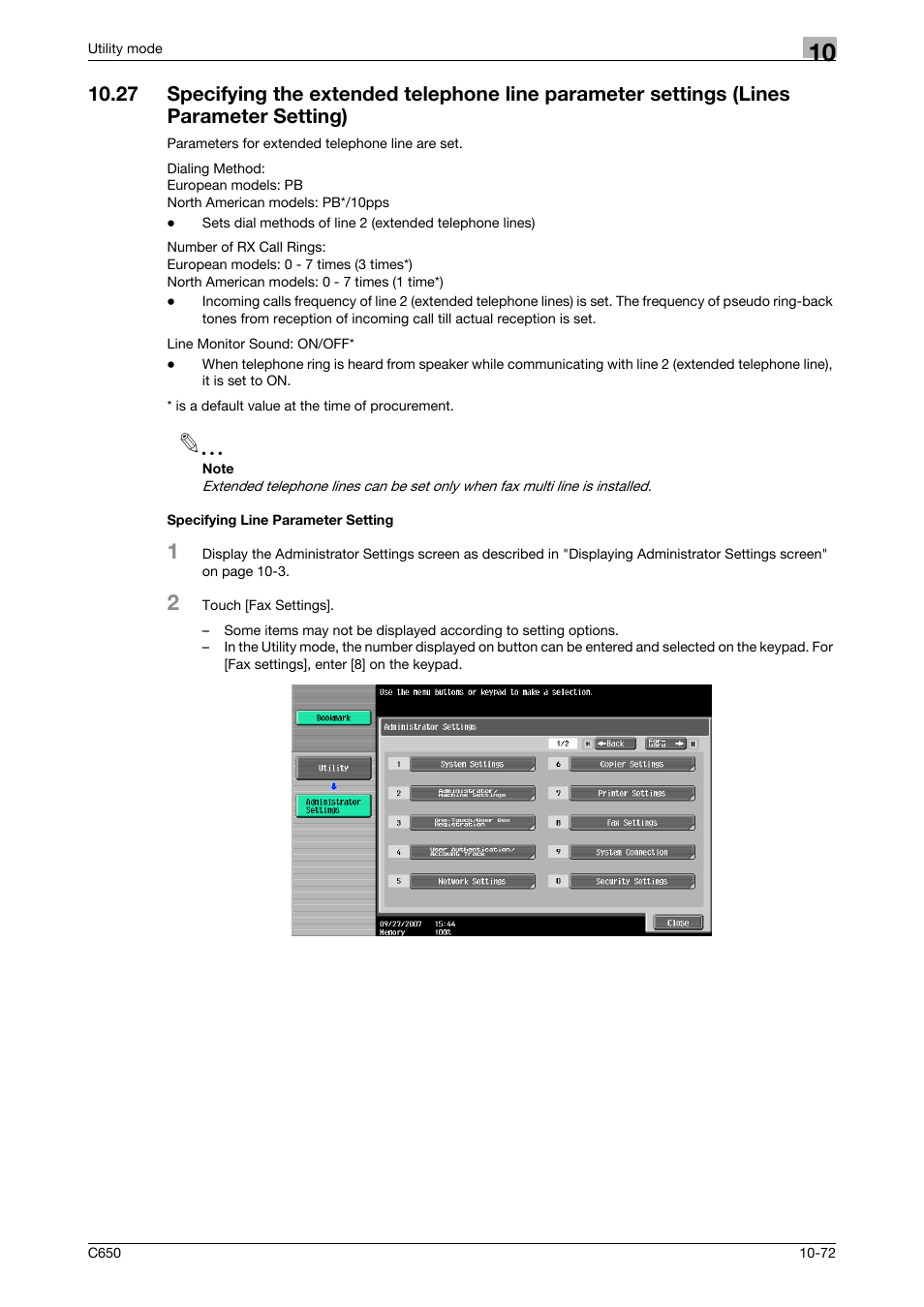 Specifying line parameter setting | Konica Minolta FK-502 User Manual | Page 292 / 361