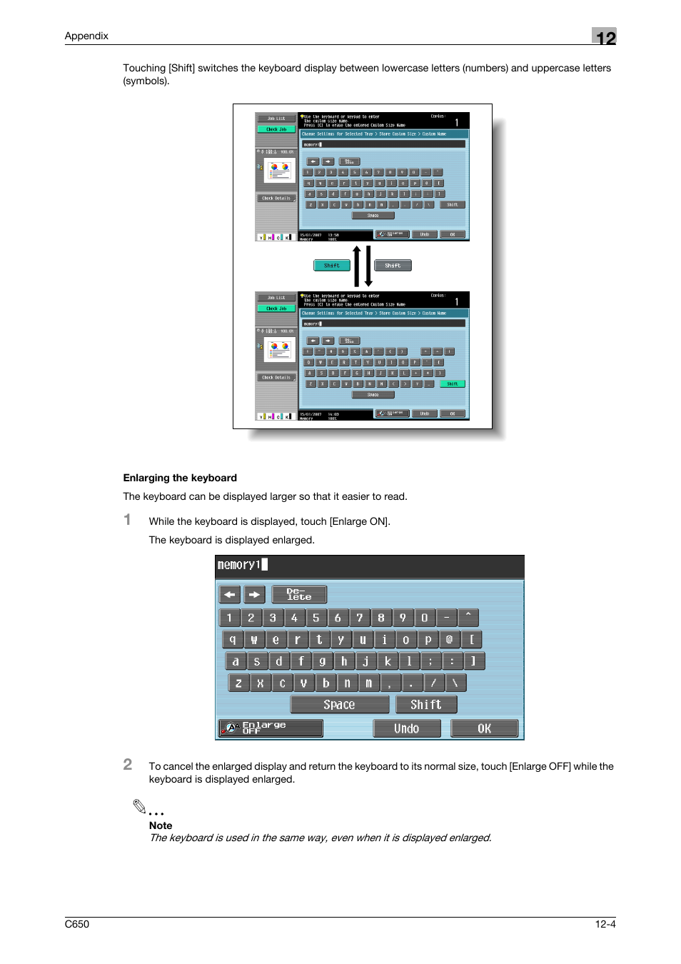 Enlarging the keyboard, Enlarging the keyboard -4 | Konica Minolta FK-502 User Manual | Page 353 / 361