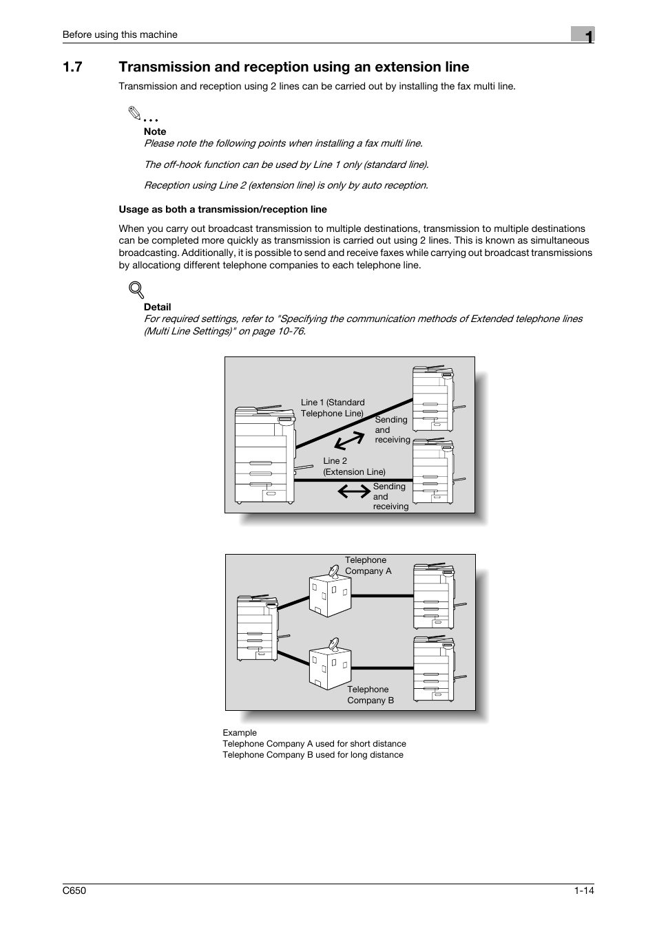 Usage as both a transmission/reception line | Konica Minolta FK-502 User Manual | Page 41 / 361