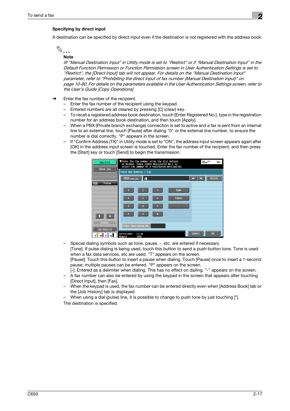 Specifying by direct input, Specifying by direct input -17 | Konica Minolta FK-502 User Manual | Page 59 / 361