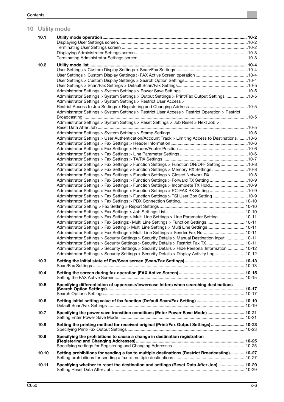 10 utility mode | Konica Minolta FK-502 User Manual | Page 7 / 361