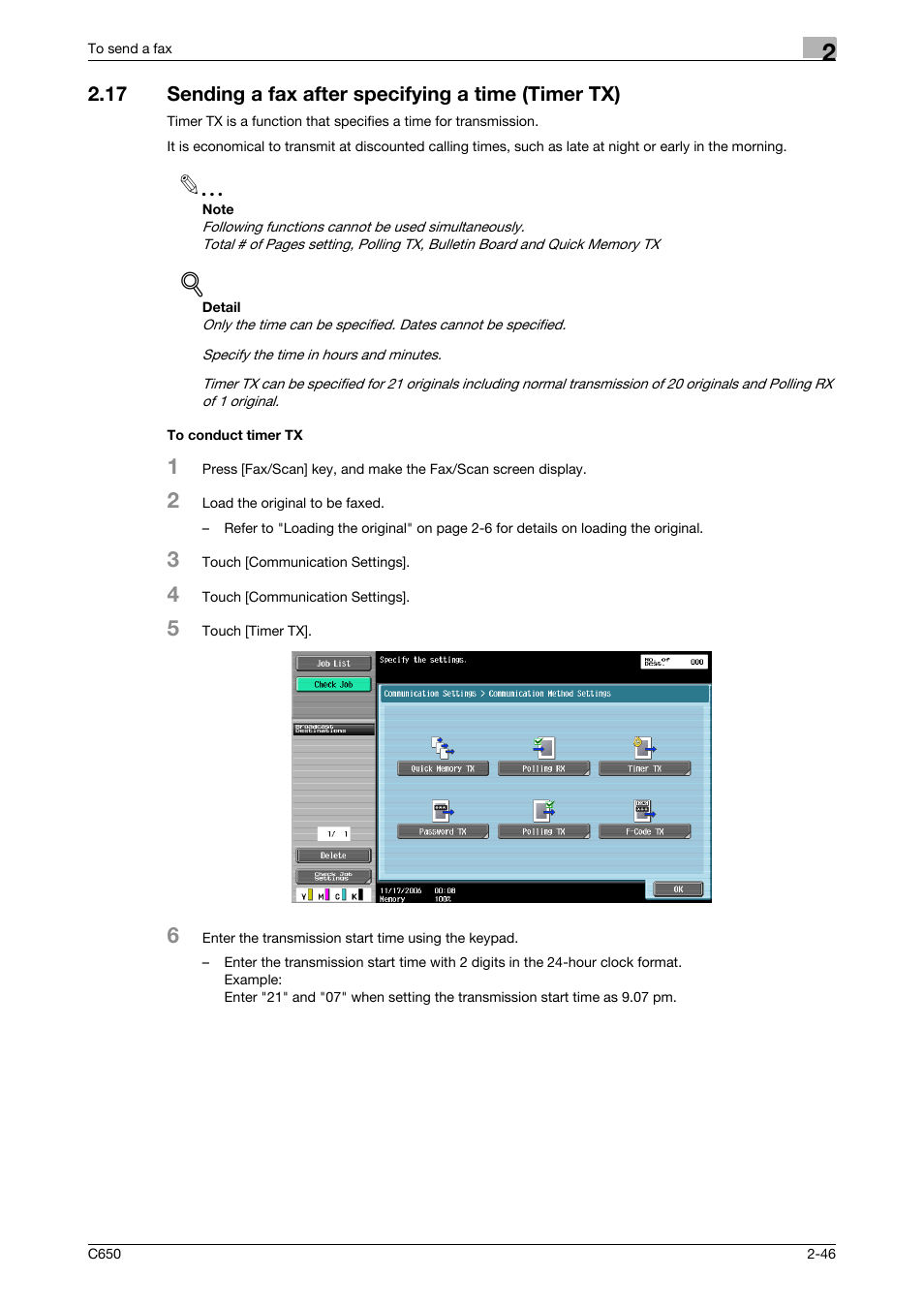 To conduct timer tx | Konica Minolta FK-502 User Manual | Page 88 / 361