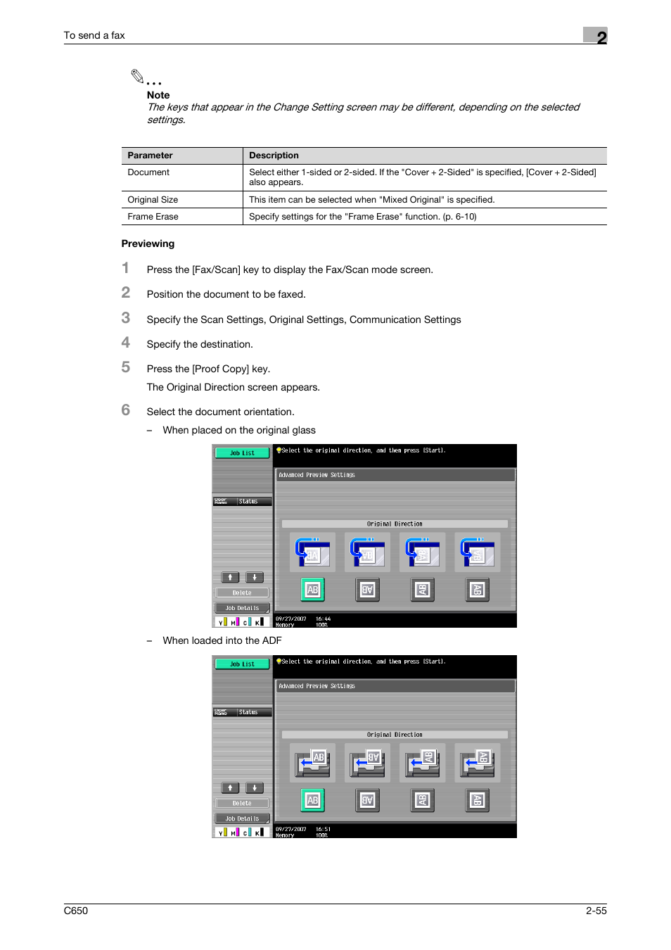 Previewing, Previewing -55 | Konica Minolta FK-502 User Manual | Page 97 / 361