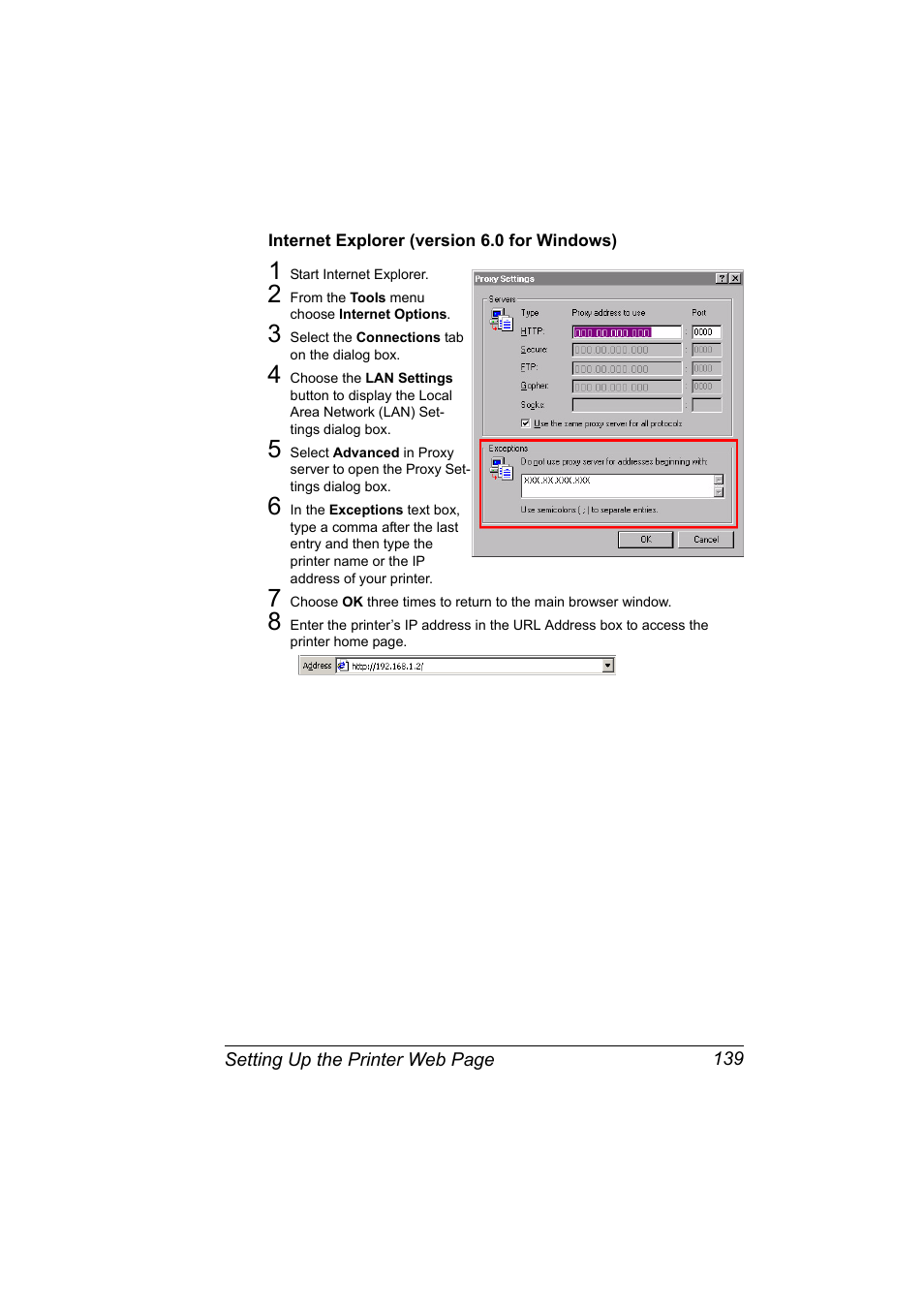 Internet explorer (version 6.0 for windows), Internet explorer (version 6.0 for windows) 139 | Konica Minolta bizhub C20PX User Manual | Page 157 / 342