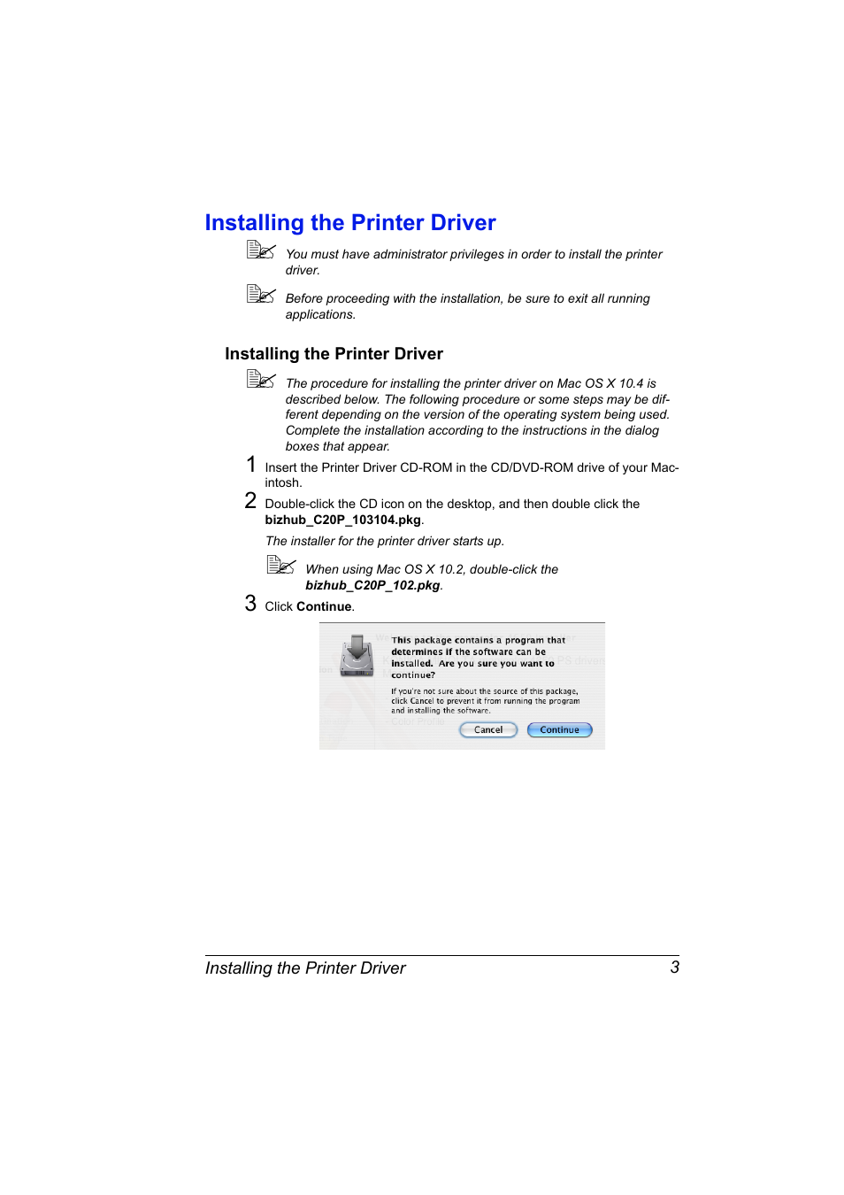 Installing the printer driver, Installing the printer driver 3 | Konica Minolta bizhub C20PX User Manual | Page 21 / 342