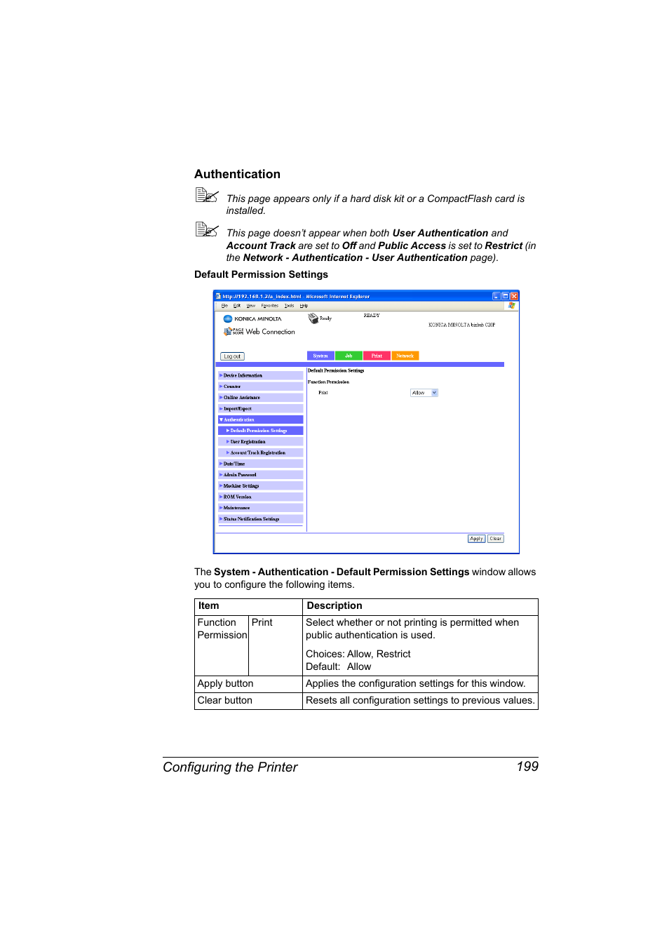 Authentication, Authentication 199 | Konica Minolta bizhub C20PX User Manual | Page 217 / 342