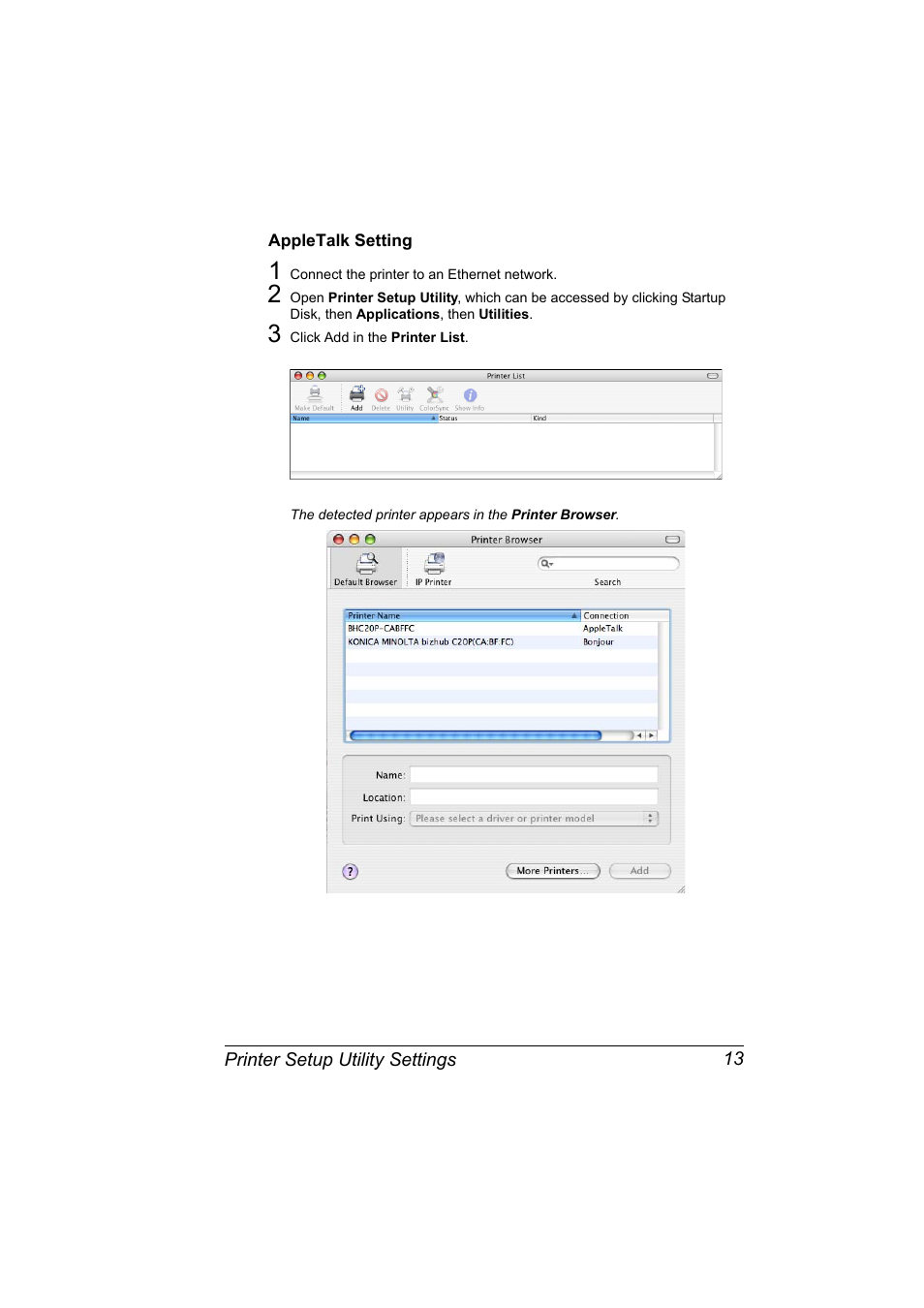 Appletalk setting, Appletalk setting 13 | Konica Minolta bizhub C20PX User Manual | Page 31 / 342