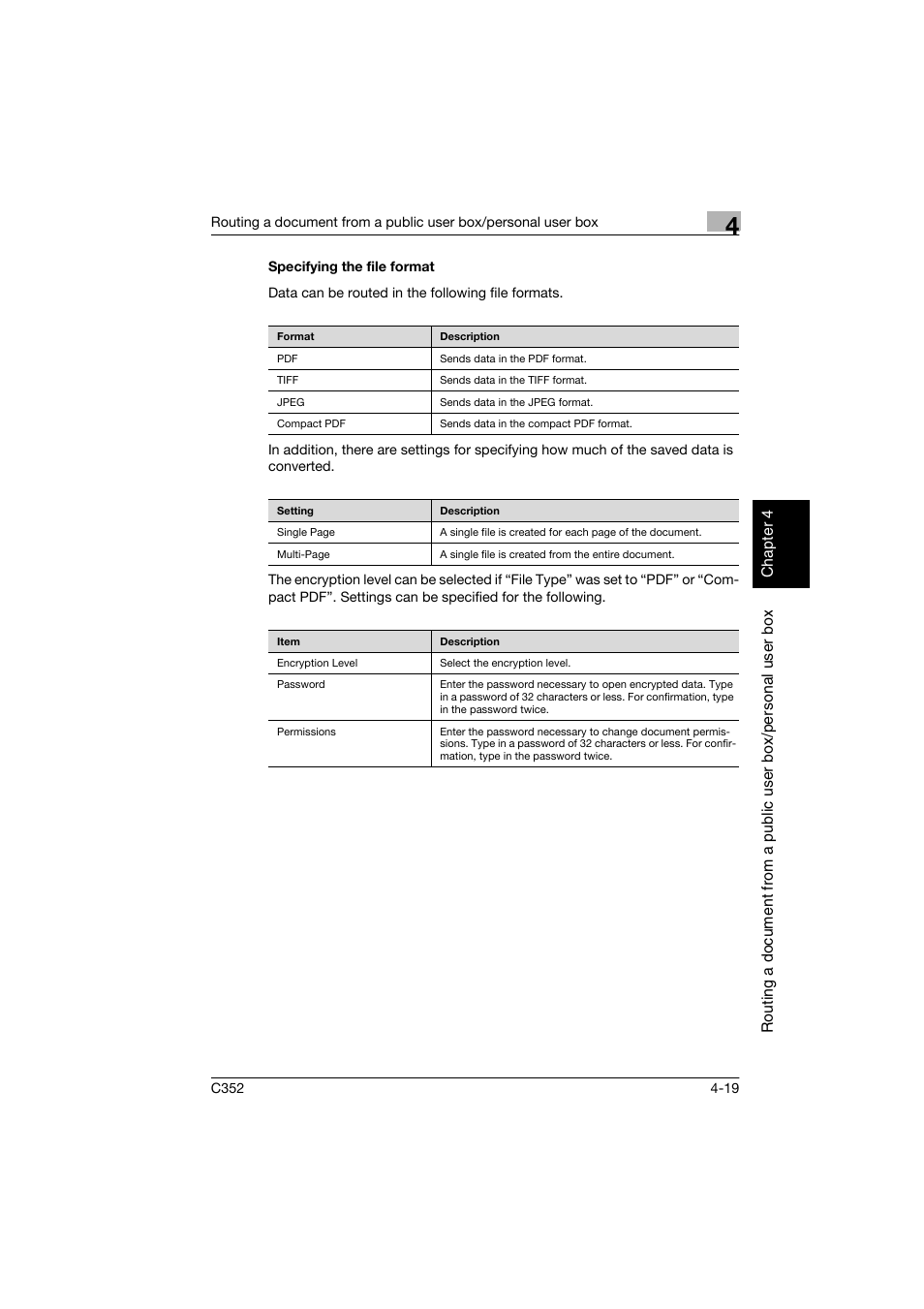 Specifying the file format, Specifying the file format -19 | Konica Minolta bizhub C352 User Manual | Page 104 / 198